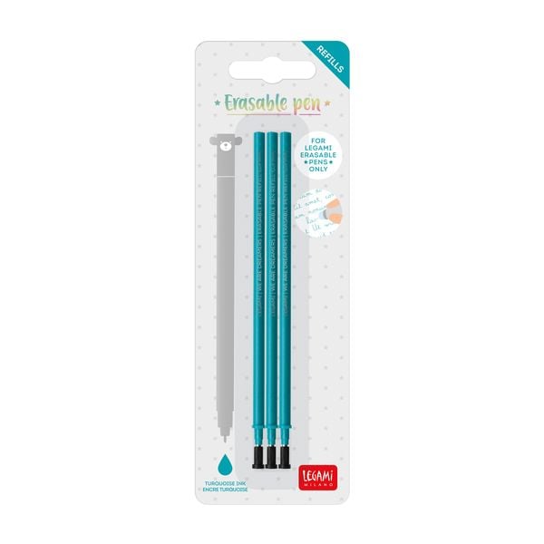 Legami 3x Ersatzmine für löschbaren Gelstift - Türkis