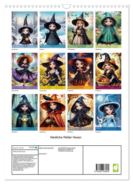 Produktbild: Niedliche Wetter Hexen (Wandkalender 2026 DIN A3 hoch), CALVENDO Monatskalender