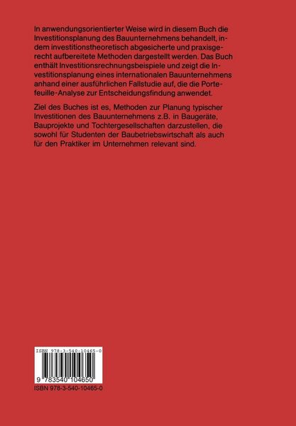 Produktbild: Investitionsplanung des Bauunternehmens