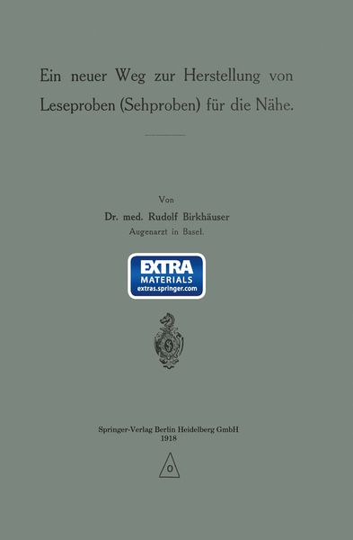 Produktbild: Ein neuer Weg zur Herstellung von Leseproben (Sehproben) f&uuml;r die N&auml;he
