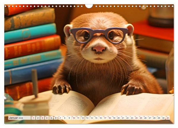 Produktbild: Otter bei der Arbeit (Wandkalender 2026 DIN A3 quer), CALVENDO Monatskalender