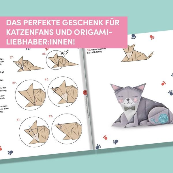 Produktbild: OrigaMIAU. Niedliche Papiertiger zum Falten. Origamiblock mit Anleitungen.