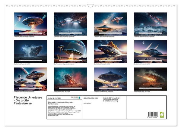 Produktbild: Fliegende Untertasse - Die gro&szlig;e Fantasiereise (Wandkalender 2026 DIN A2 quer), CALVENDO Monatskalender