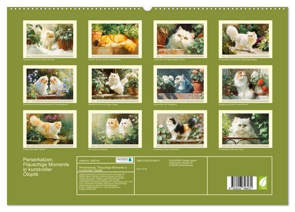 Produktbild: Perserkatzen. Flauschige Momente in kunstvoller &Ouml;loptik (hochwertiger Premium Wandkalender 2026 DIN A2 quer), Kunstdruck in Hochglanz