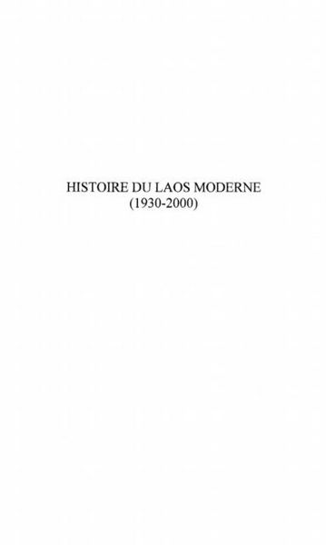 Produktbild: Histoire Du Laos Moderne (1930-2000)