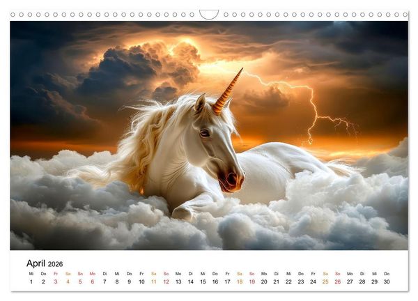 Produktbild: Einhorn-Welten - zwischen Fantasie und Wirklichkeit (Wandkalender 2026 DIN A3 quer), CALVENDO Monatskalender