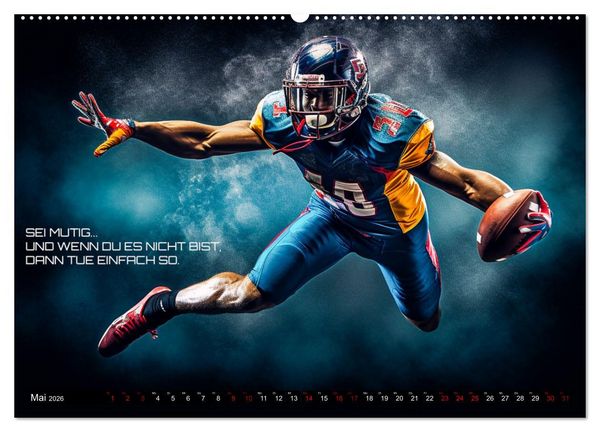 Produktbild: American Football und Motivation (hochwertiger Premium Wandkalender 2026 DIN A2 quer), Kunstdruck in Hochglanz