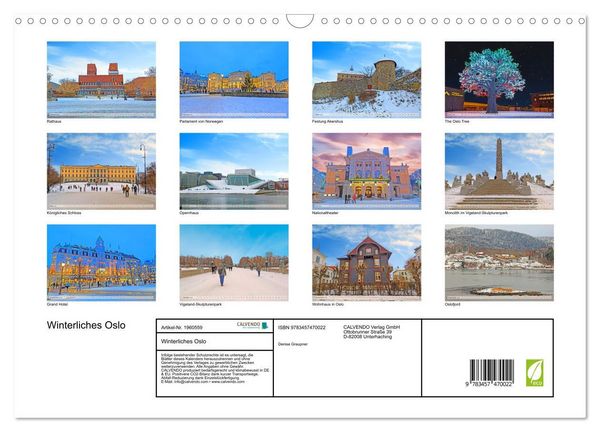 Produktbild: Winterliches Oslo (Wandkalender 2026 DIN A3 quer), CALVENDO Monatskalender