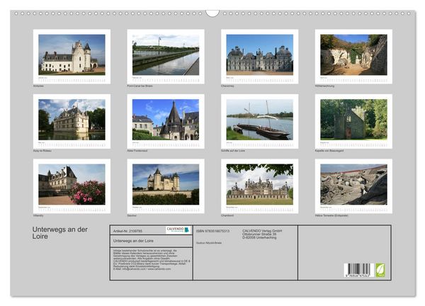 Produktbild: Unterwegs an der Loire (Wandkalender 2026 DIN A2 quer), CALVENDO Monatskalender