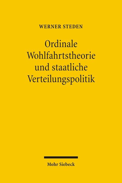Produktbild: Ordinale Wohlfahrtstheorie und staatliche Verteilungspolitik