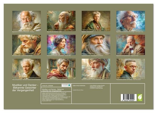 Produktbild: Mystiker und Denker - Bekannte Gesichter der Vergangenheit (Wandkalender 2026 DIN A3 quer), CALVENDO Monatskalender