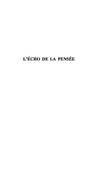 Produktbild: L'echo de la Pensee