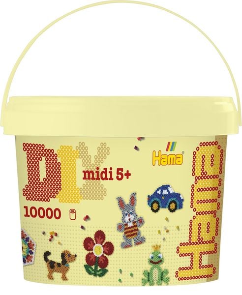 Produktbild: Hama 180-67 - Eimer mit ca. 10000 Midi-B&uuml;gelperlen, Volltonmix