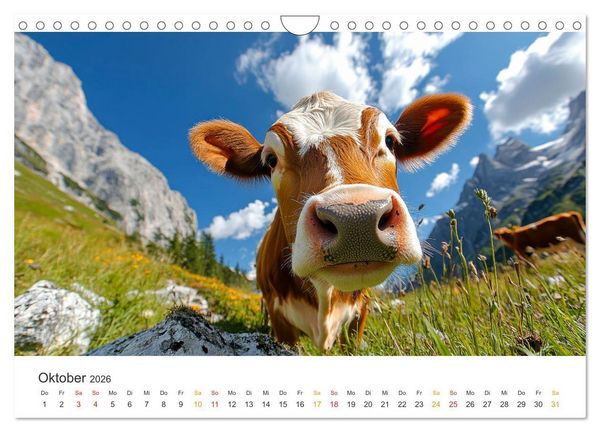 Produktbild: Gl&uuml;ckliche Bergk&uuml;he - Leben auf der Alm (Wandkalender 2026 DIN A4 quer), CALVENDO Monatskalender