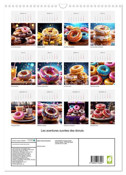 Produktbild: Les aventures sucr&eacute;es des donuts (Calendrier mural 2026 DIN A3 horizontal), CALVENDO calendrier mensuel