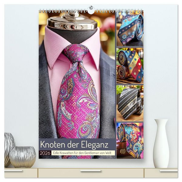 Produktbild: Knoten der Eleganz. Edle Krawatten f&uuml;r den Gentleman von Welt (hochwertiger Premium Wandkalender 2026 DIN A2 hoch), Kunstdruck in Hochglanz