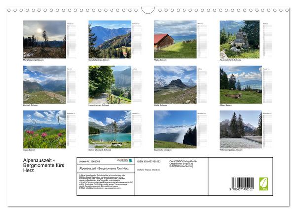 Produktbild: Alpenauszeit - Bergmomente f&uuml;rs Herz (Wandkalender 2026 DIN A3 quer), CALVENDO Monatskalender