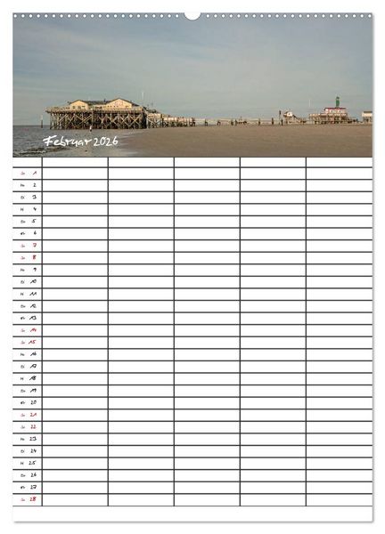 Produktbild: St. Peter Ording Familienplaner (hochwertiger Premium Wandkalender 2026 DIN A2 hoch), Kunstdruck in Hochglanz