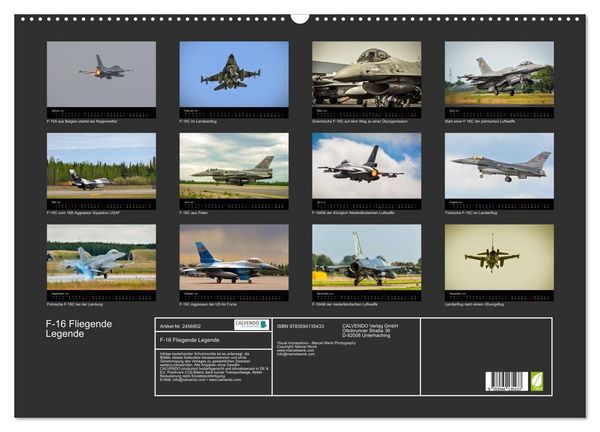 Produktbild: F-16 Fliegende Legende (Wandkalender 2027 DIN A2 quer), CALVENDO Monatskalender