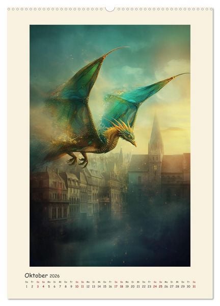Produktbild: Malerische Drachen (hochwertiger Premium Wandkalender 2026 DIN A2 hoch), Kunstdruck in Hochglanz