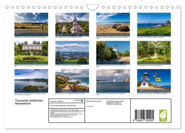 Produktbild: Traumorte entdecken: Neuseeland (Wandkalender 2026 DIN A4 quer), CALVENDO Monatskalender
