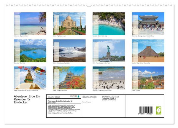 Produktbild: Abenteuer Erde Ein Kalender f&uuml;r Entdecker (hochwertiger Premium Wandkalender 2026 DIN A2 quer), Kunstdruck in Hochglanz