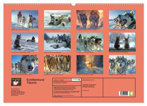 Produktbild: Schlittenhund Tr&auml;ume (Wandkalender 2026 DIN A2 quer), CALVENDO Monatskalender