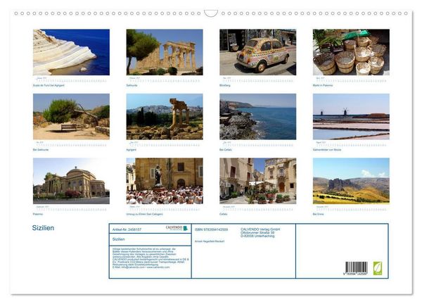 Produktbild: Sizilien (Wandkalender 2027 DIN A2 quer), CALVENDO Monatskalender