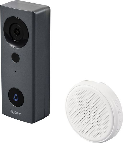 Produktbild: Sygonix IP-Video-T&uuml;rsprechanlage WLAN, Funk Grau, Wei&szlig;