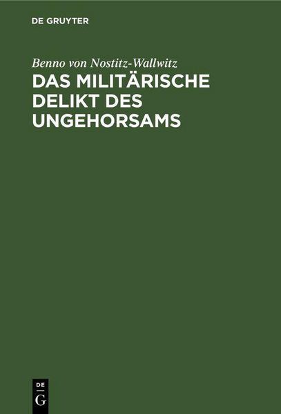 Produktbild: Das milit&auml;rische Delikt des Ungehorsams