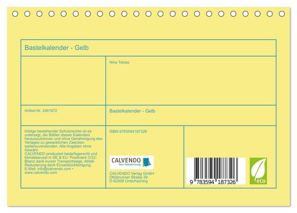 Produktbild: Bastelkalender - Gelb (Tischkalender 2027 DIN A5 quer), CALVENDO Monatskalender