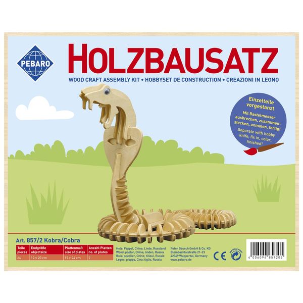 Produktbild: PEBARO 857/2 - Holzbausatz Kobra, 66 Teile, Holzkonstruktion zum Zusammenstecken
