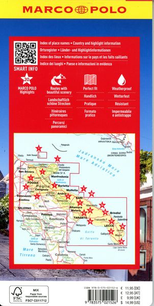 Produktbild: MARCO POLO Reisekarte Italien 11 Apulien 1:200.000
