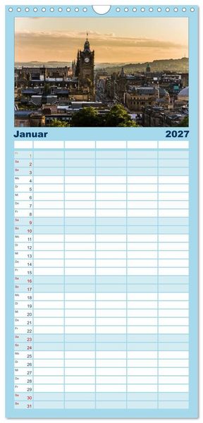 Produktbild: Familienplaner 2027 - Faszination Edinburgh mit 5 Spalten (Wandkalender, 21 x 45 cm) CALVENDO