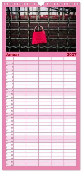 Produktbild: Familienplaner 2027 - Liebesschl&ouml;sser, Ich liebe Dich mit 5 Spalten (Wandkalender, 21 x 45 cm) CALVENDO