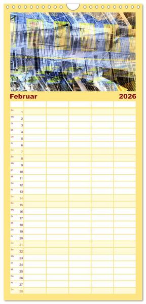 Produktbild: Familienplaner 2026 - Abstrakt mit 5 Spalten (Wandkalender, 21 x 45 cm) CALVENDO