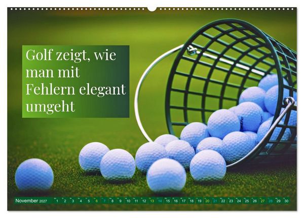 Produktbild: Golf - zwischen Gr&uuml;n und Gedanken (hochwertiger Premium Wandkalender 2027 DIN A2 quer), Kunstdruck in Hochglanz