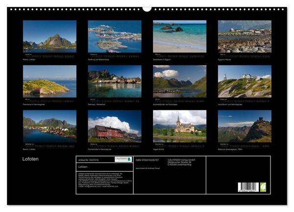 Produktbild: Lofoten (Wandkalender 2026 DIN A2 quer), CALVENDO Monatskalender