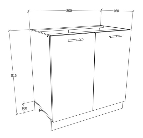 Produktbild: K&uuml;chenschrank B 80 cm Unterschrank Dreht&uuml;ren Esilo