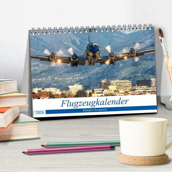 Produktbild: Flugzeugkalender (Tischkalender 2026 DIN A5 quer), CALVENDO Monatskalender