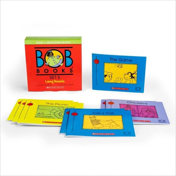 Produktbild: Bob Books - Long Vowels Box Set of 8 Paperbacks Decodable Phonics Books, Ages 4 and Up, Kindergarten, First Grade (Stage 3: Developing Reader)
