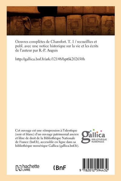 Produktbild: Oeuvres Compl&egrave;tes de Chamfort. T. 1 (&Eacute;d.1824-1825)