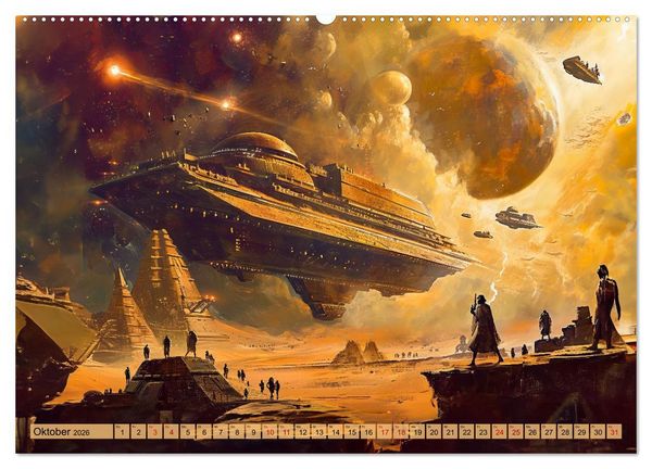 Produktbild: &Auml;gyptische Pr&auml;-Astronautik - Science Fiction G&ouml;tter im All (hochwertiger Premium Wandkalender 2026 DIN A2 quer), Kunstdruck in Hochglanz