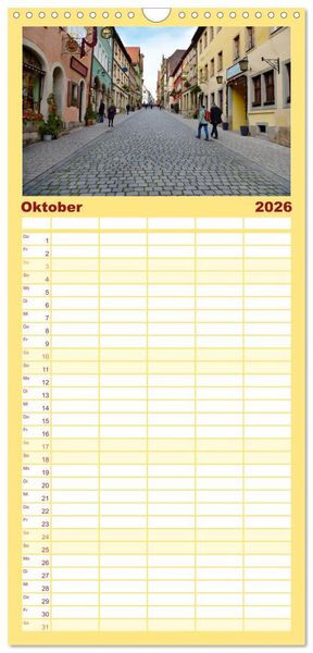 Produktbild: Familienplaner 2026 - Erlebe mit mir Rothenburg ob der Tauber mit 5 Spalten (Wandkalender, 21 x 45 cm) CALVENDO