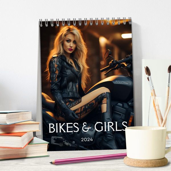 Produktbild: Bikes and Girls: Sexy M&auml;dels auf hei&szlig;en Mottorr&auml;dern (Tischkalender 2026 DIN A5 hoch), CALVENDO Monatskalender