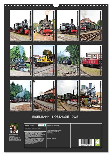Produktbild: EISENBAHN - NOSTALGIE - 2026 (Wandkalender 2026 DIN A3 hoch), CALVENDO Monatskalender