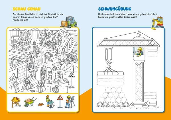 Produktbild: Malen und R&auml;tseln f&uuml;r Kindergartenkinder. Baustelle