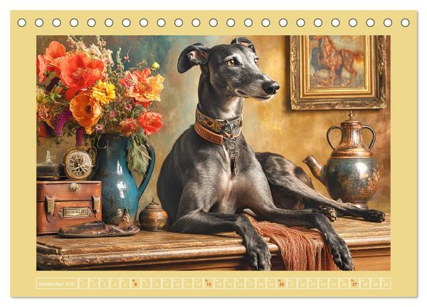 Produktbild: Windhunde. Seelenfl&uuml;sterer zwischen Anmut, Tempo und Stille (Tischkalender 2026 DIN A5 quer), CALVENDO Monatskalender