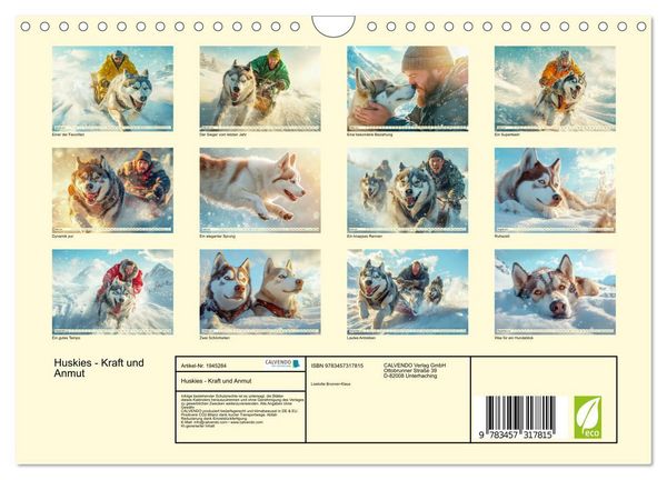 Produktbild: Huskies - Kraft und Anmut (Wandkalender 2026 DIN A4 quer), CALVENDO Monatskalender