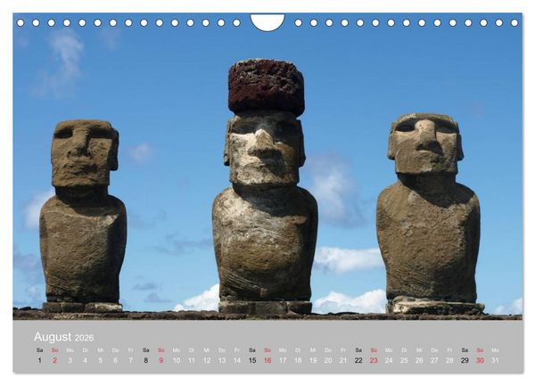 Produktbild: MOAI - steinerne W&auml;chter der Osterinsel (Wandkalender 2026 DIN A4 quer), CALVENDO Monatskalender